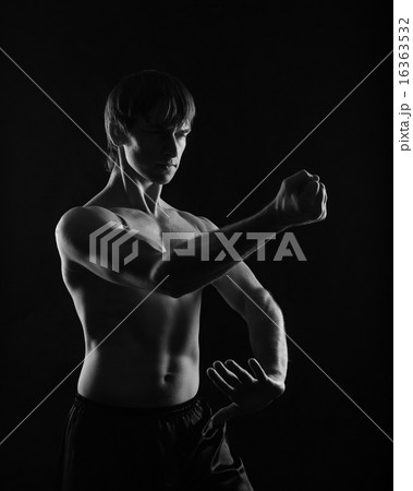 Kung Fu kata kick and block. Kung Fu kata kick and block. 16363532