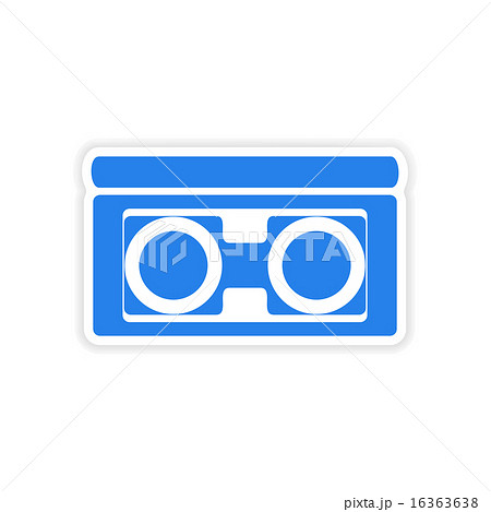 icon sticker realistic design on paper videocassette 16363638