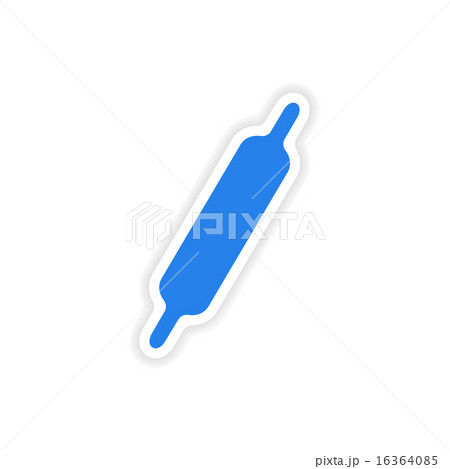 icon sticker realistic design on paper rolling pin icon sticker realistic design on paper rolling pin 16364085