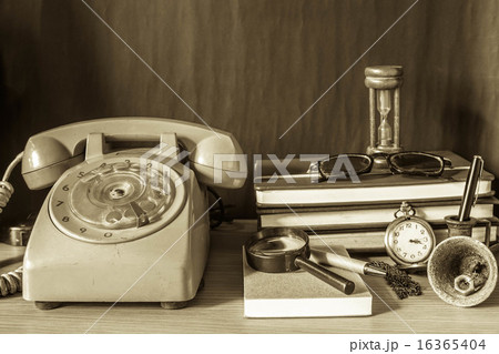 phone and stationery with a vintage. 16365404