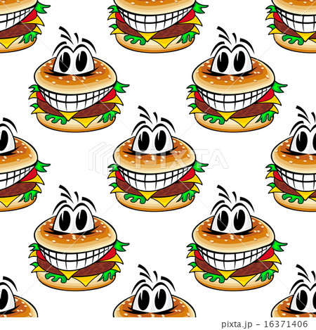 Crazy fast food cheeseburgers seamless pattern 16371406