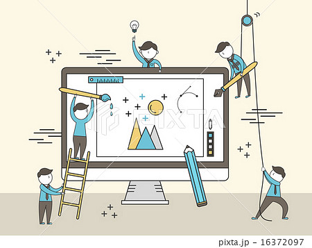 協同 チームワーク 作業のイラスト素材