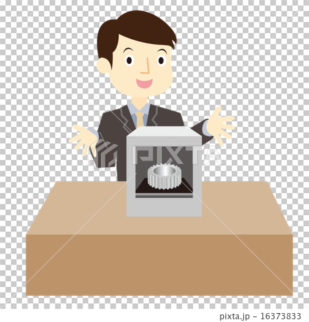 A businessman printing a three-dimensional object using a 3D printer 16373833