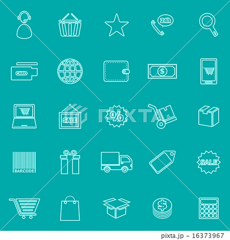 E-commerce line icons on green background 16373967