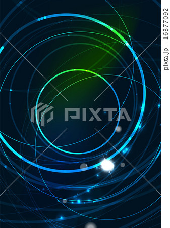 Abstract color glowing lines in dark space with stars and light effects - futuristic circle 16377092