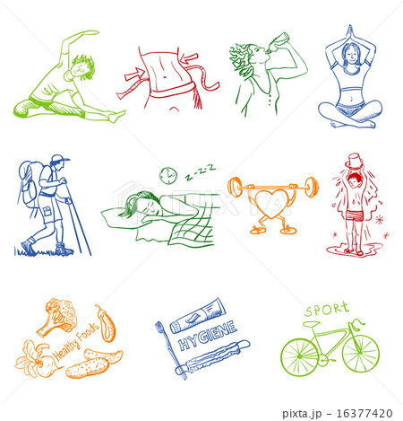Healthy Lifestyle. Chart with keywords and icons. Sketch - Stock Image -  Everypixel