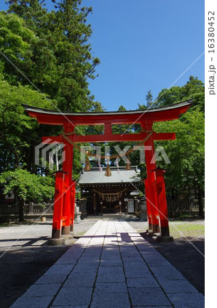 信州　松本　重要文化財「筑摩神社」　境内鳥居（縦） 16380452