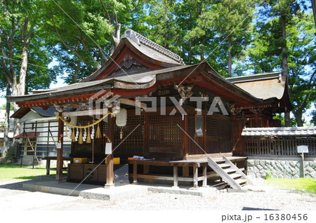 信州　松本　重要文化財「筑摩神社」　拝殿（県宝）俯瞰 16380456