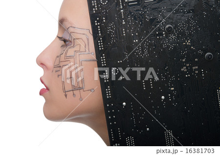 Woman with the motherboard 16381703