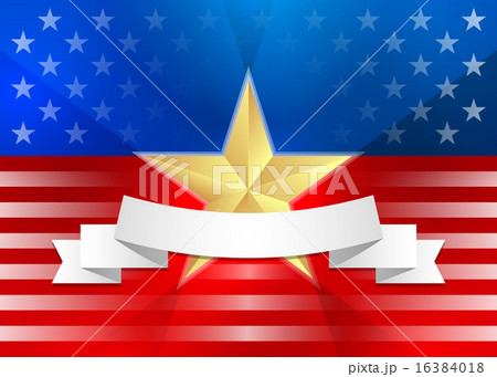 American flag with gold star and ribbon 16384018