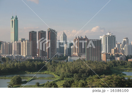 China's Shenzhen city from hong kong view 16386100