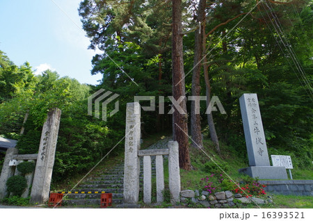 信州　松本　重要文化財「牛伏寺」　旧参道入り口 16393521