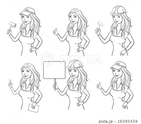 Set women professionals, outline 16395439
