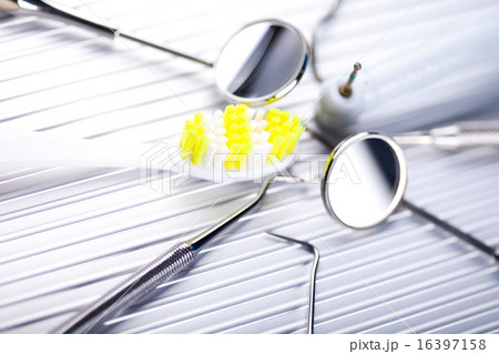 Dentist equipment on blue background 16397158