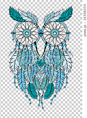 blue dreamcatcher owl, vector illustration - Stock ...