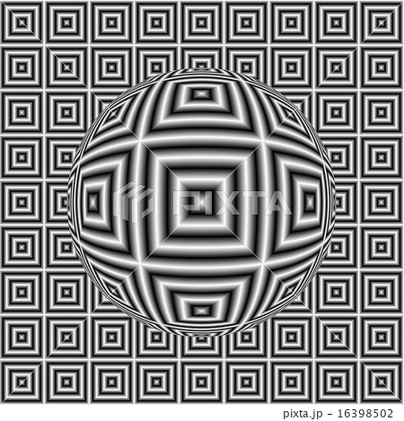 Black white optical illusion pattern with sphere Black white optical illusion pattern with sphere 16398502