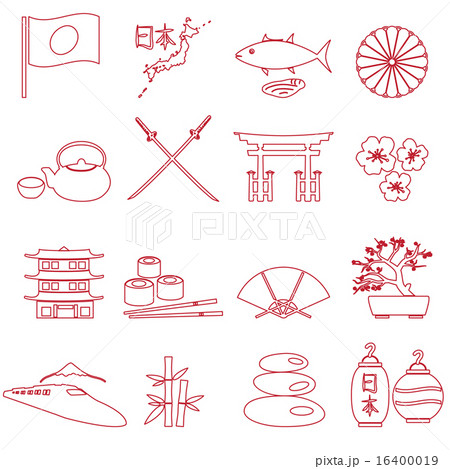 simple japan theme outline icons set eps10 simple japan theme outline icons set eps10 16400019