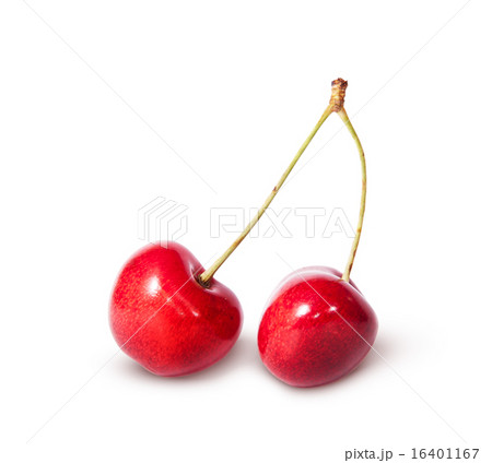 Two red juicy sweet cherries deployed 16401167