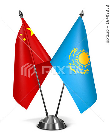 China and Kazakhstan - Miniature Flags. 16403353
