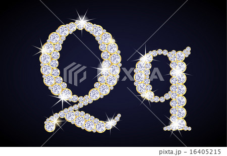 Letter Q composed from diamonds with golden frame Letter Q composed from diamonds with golden frame 16405215