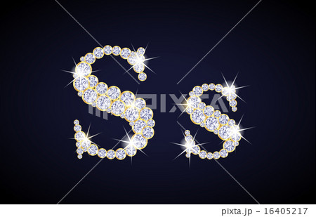 Letter S composed from diamonds with golden frame Letter S composed from diamonds with golden frame 16405217