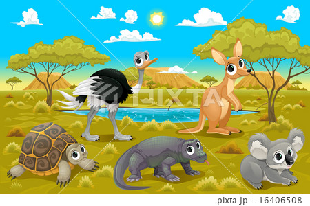 Australian animals in a natural landscape Australian animals in a natural landscape 16406508