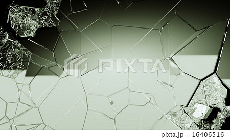 Demolished and cracked glass on black 16406516