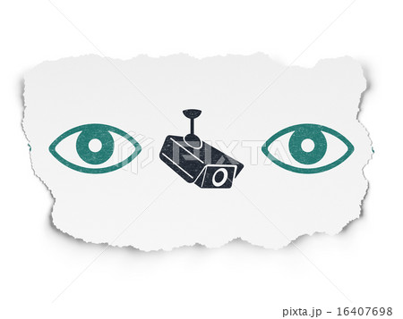 Security concept: cctv camera icon on Torn Paper background 16407698