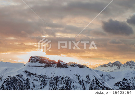 Winter landscape of high snowy mountains 16408364