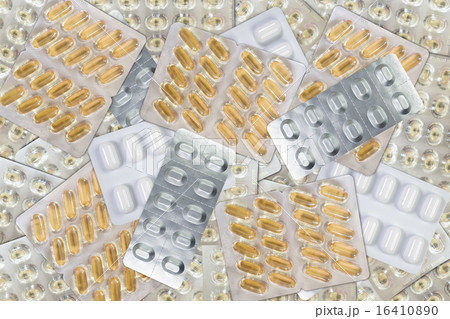 Background of many tablets blister packs 16410890