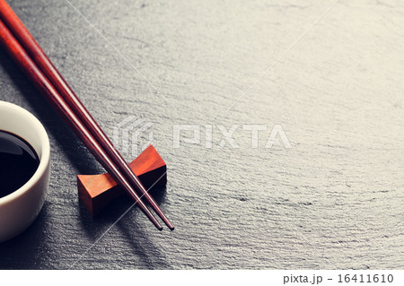 Japanese sushi chopsticks and soy sauce bowl 16411610