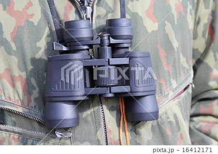 Army and people concept, black binocular hanging Army and people concept, black binocular hanging 16412171