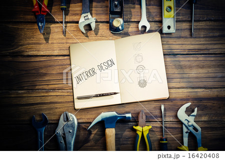 Interior design against blueprint 16420408