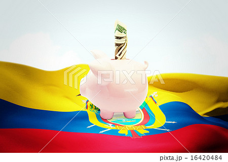 Composite image of dollar in piggy bank Composite image of dollar in piggy bank 16420484