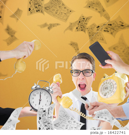 Composite image of hand holding phone Composite image of hand holding phone 16422741