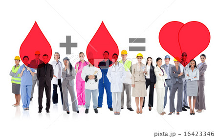 Composite image of large diverse group of workers Composite image of large diverse group of workers 16423346