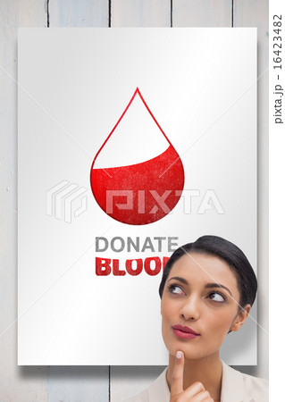 Composite image of smiling businesswoman thinking 16423482