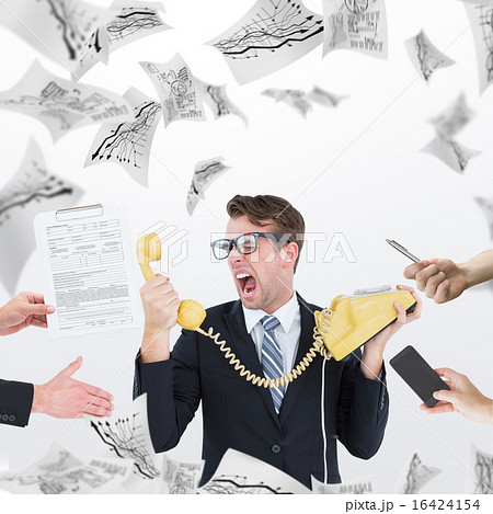 Composite image of businessman in suit offering his hand 16424154