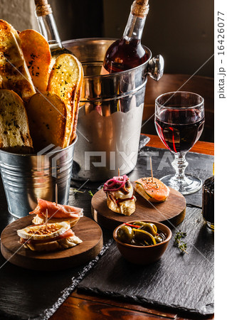 Spanish dinner cooked and served on the table 16426077