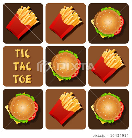 Tic-Tac-Toe of Hamburger and Fried Potatoes 16434914