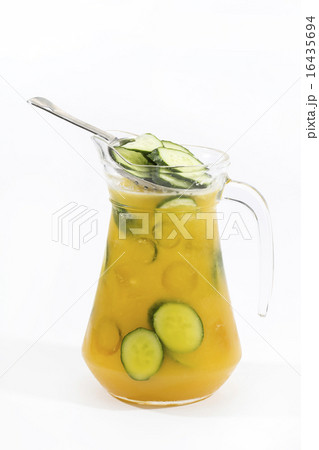cucumber lemonade in a glass jar on a white backgr cucumber lemonade in a glass jar on a white backgr 16435694