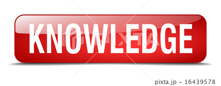 knowledge red square 3d realistic isolated button 16439578