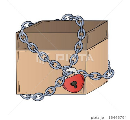 closed paper box with chain and lock 16446794