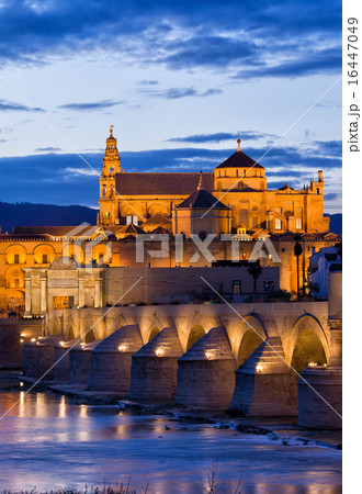 Puente Romano and Mezquita at Twilight in Cordoba 16447049