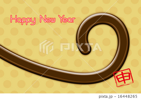 しっぽ_背景黄色水玉_申印マーク手前_白に赤エッジ文字 しっぽ_背景黄色水玉_申印マーク手前_白に赤エッジ文字 16448265