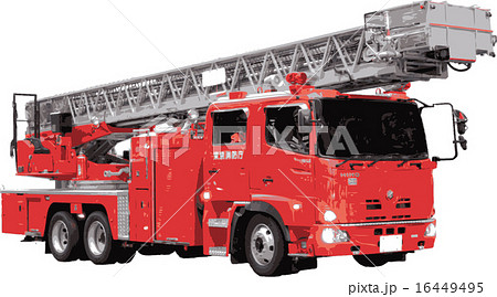 消防はしご車 白バック のイラスト素材 16449495 Pixta