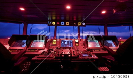Wheelhouse in modern ship. Center of command.  16450933