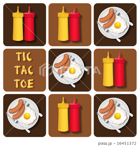 Tic-Tac-Toe of sausage and fried egg and seasoning Tic-Tac-Toe of sausage and fried egg and seasoning 16451372