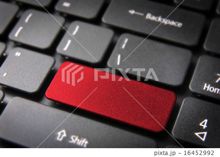 Red blank keyboard key, business background 16452992