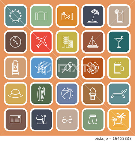 Summer line flat icons on orange background Summer line flat icons on orange background 16455838